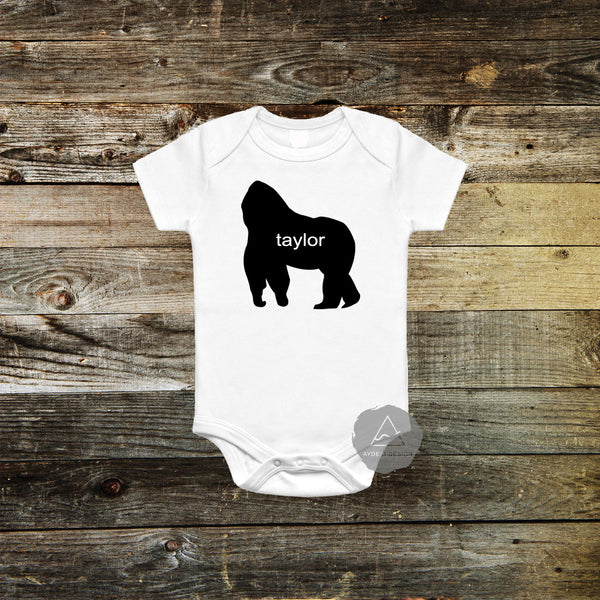 Personalized Gorilla Baby Bodysuit
