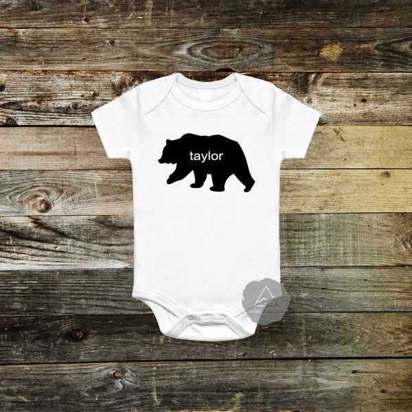 Personalized Bear Baby Bodysuit