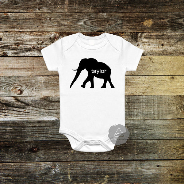 Personalized Elephant Baby Bodysuit