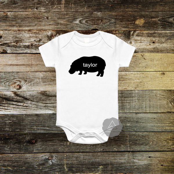 Personalized Hippo Baby Bodysuit