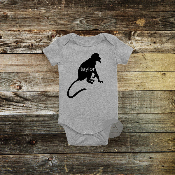 Personalized Monkey Baby Bodysuit