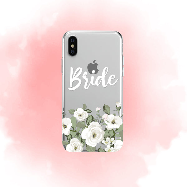 iPhone Case Clear Rubber Samsung Galaxy - Bride White Roses Case