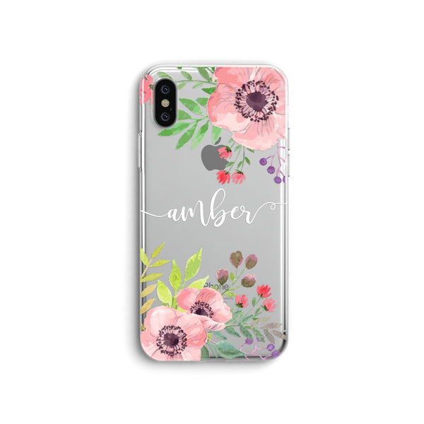 iPhone Case Clear Rubber Samsung Galaxy - Personalized Floral Case