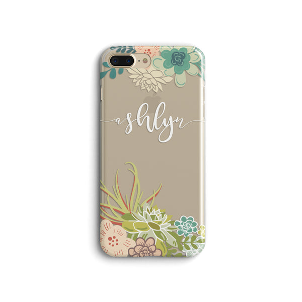 iPhone Case Clear Rubber Samsung Galaxy - Personalized Succulent Case