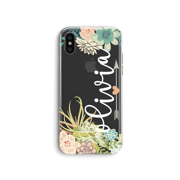 iPhone Case Clear Rubber Samsung Galaxy - Personalized Succulent Case