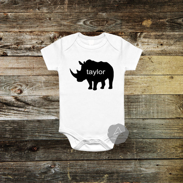 Personalized Rhino Baby Bodysuit