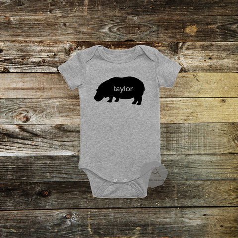 Personalized Hippo Baby Bodysuit