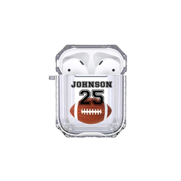 Protective Customized Sports Airpod Case Football Name and Number Airpods Case Personalized Gift