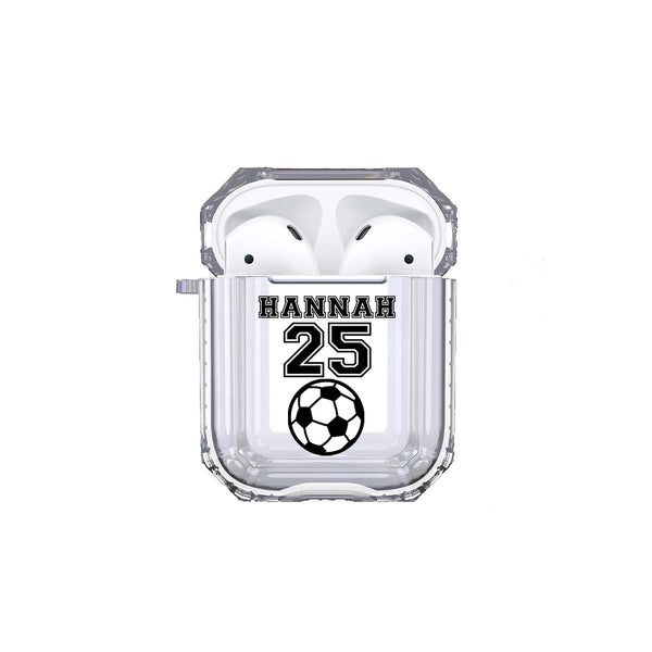 Protective Customized Sports Airpod Case Soccer Name and Number Airpods Case Personalized Gift for Soccer Player Coach Mom Dad Fan Lover