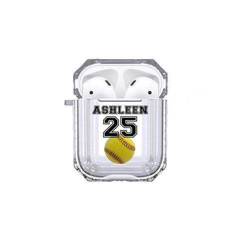 Protective Customized Sports Airpod Case Softball Name and Number Airpods Case Personalized Gift for Softball Player Softball Mom Coach Gift