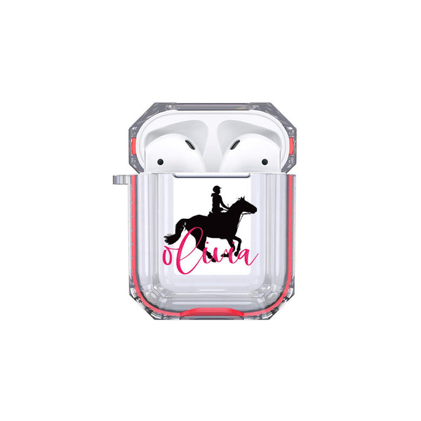 Protective Customized Sports Airpod 1 2 Case Horseback Riding Name Airpods Case Personalize Gift for Horse Rider Lover Coach Equestrian Case
