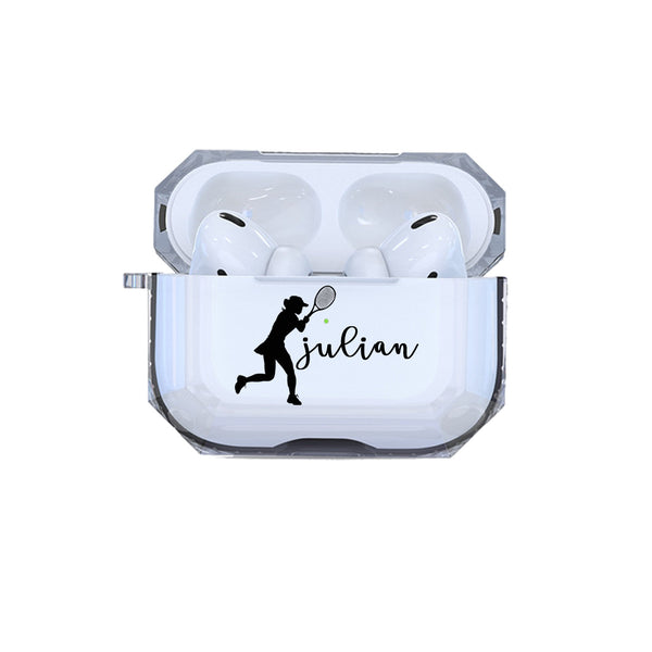 Protective Customized Sports Airpods Pro Case Girls Tennis Name Air pod Pro Case Personalized Gift Tennis Player Coach Mom Dad Women tennis