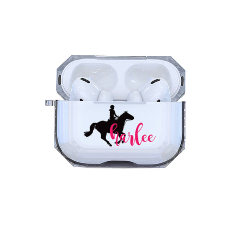 Protective Customized Sports Airpods Pro Case Equestrian Horseback Riding Name Airpod Pro Case Personalized Gift for Horse Rider Lover Coach