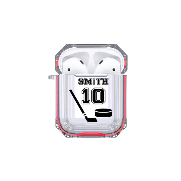 Protective Customized Sports Airpod Case Hockey Name and Number Airpods Pro Case Personalized Gift for Hockey Player Coach Mom Dad Fan Lover