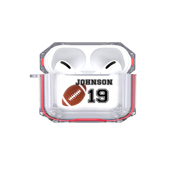 Protective Customized Sports Airpods Pro Case Football Name and Number Air Pods Pro Case Silicone case Personalized Gift Football Coach Gift