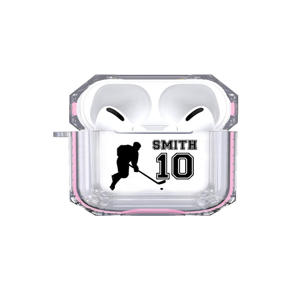 Protective Customized Sports Airpods Pro Case Hockey Name and Number Air pods Pro Case Personalized Gift for Hockey Player Coach Mom Dad Fan