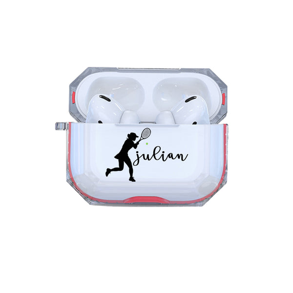Protective Customized Sports Airpods Pro Case Girls Tennis Name Air pod Pro Case Personalized Gift Tennis Player Coach Mom Dad Women tennis