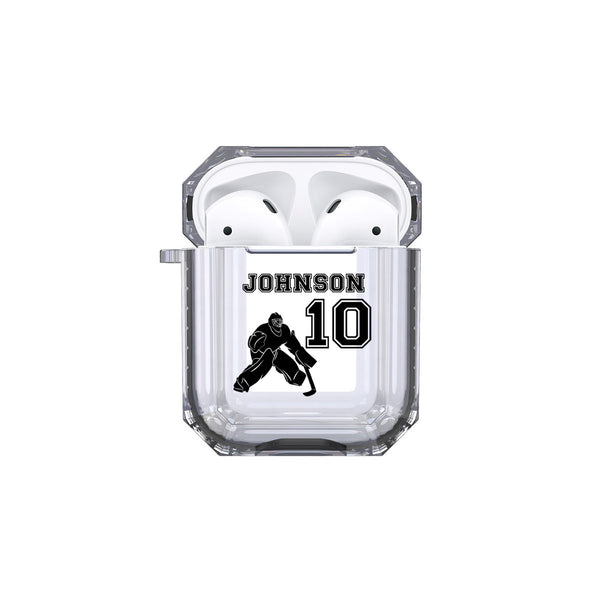 Protective Customized Sports Airpod Case Hockey Goalie Name Number Airpods Case Personalized Gift for Hockey Player Coach Mom Dad Fan Lover