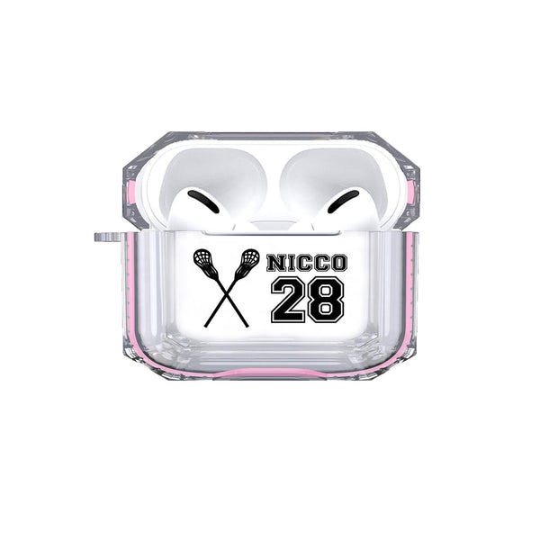 Protective Customized Sports Airpods Pro Case Lacrosse Name and Number Air pods Pro Case Personalized Gift for Lacross Player Coach Mom Dad