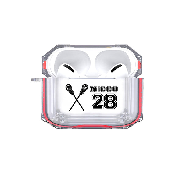 Protective Customized Sports Airpods Pro Case Lacrosse Name and Number Air pods Pro Case Personalized Gift for Lacross Player Coach Mom Dad