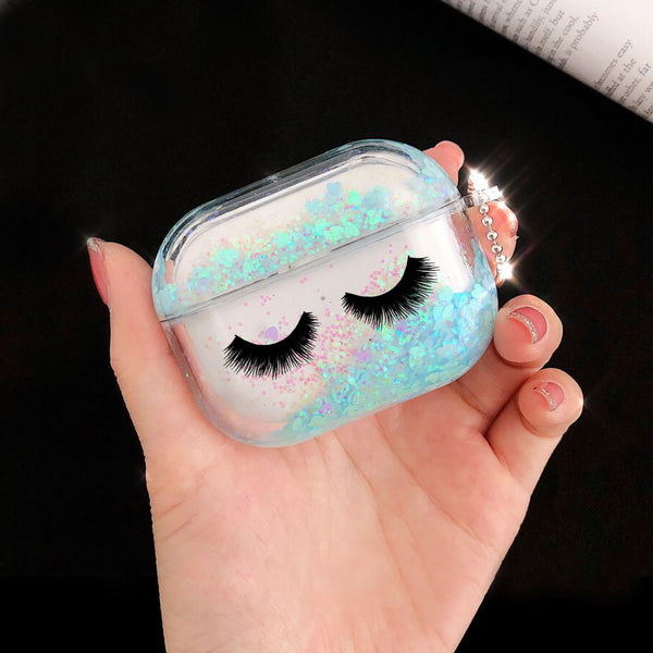 Lashes Airpods Pro Glitter Case Customized Airpods Pro Glitter Case Personalized Gift Air pod Pro case Beauty Air pods case personalized