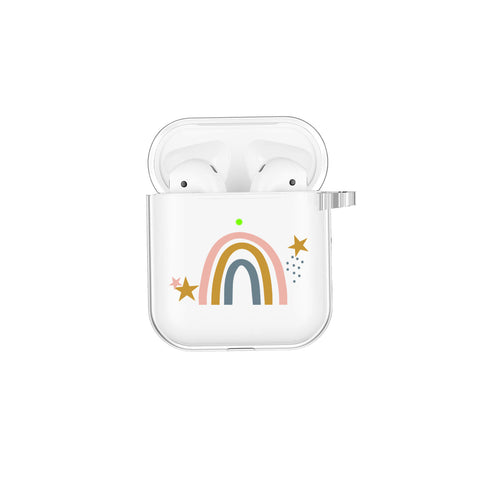 Rainbow Star Modern Design Airpod Case Airpods Case with Keychain Clip Personalized Gift Color Custom Air Pod case Cute AirPod Clear case