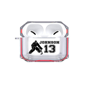 Protective Customized Sports Airpods Pro Case Hockey Goalie Name and Number Air pods Pro Case Personalized Gift for Hockey Coach Mom Dad Fan