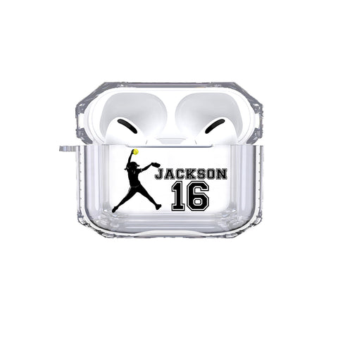 Protective Customized Sports Airpods Pro Case Softball Pitcher Name Number Air pod Pro Personalized Gift for Softball Player Mom Coach Gift