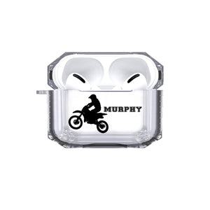 Protective Customized Sports Airpod Pro Case Dirt Bike Rider Name AirpodsPro Personalized Gift for Bike Rider Motocross Dirt Track Wild Ride