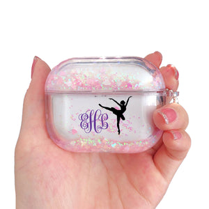 Personalized Monogram Airpods Pro Glitter Case Glitter Customized Dance Case Personalized Gift for Ballerina Dancer Airpods case Dancers