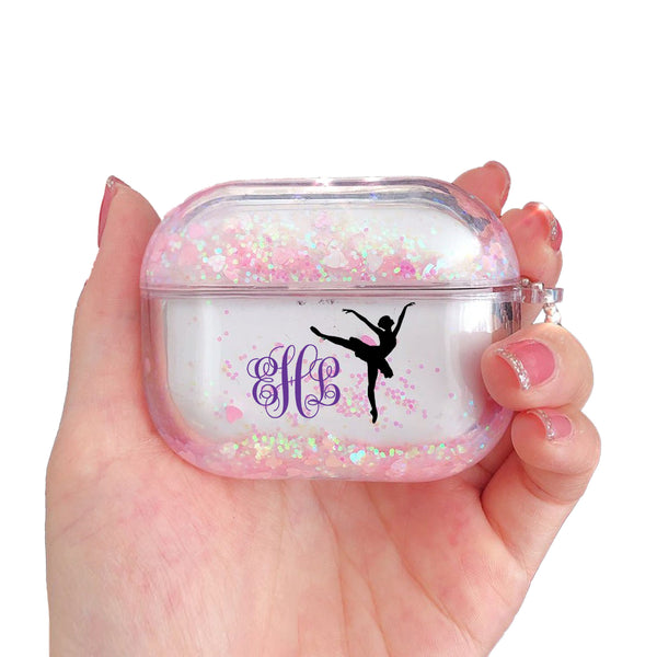 Personalized Monogram Airpods Pro Glitter Case Glitter Customized Dance Case Personalized Gift for Ballerina Dancer Airpods case Dancers