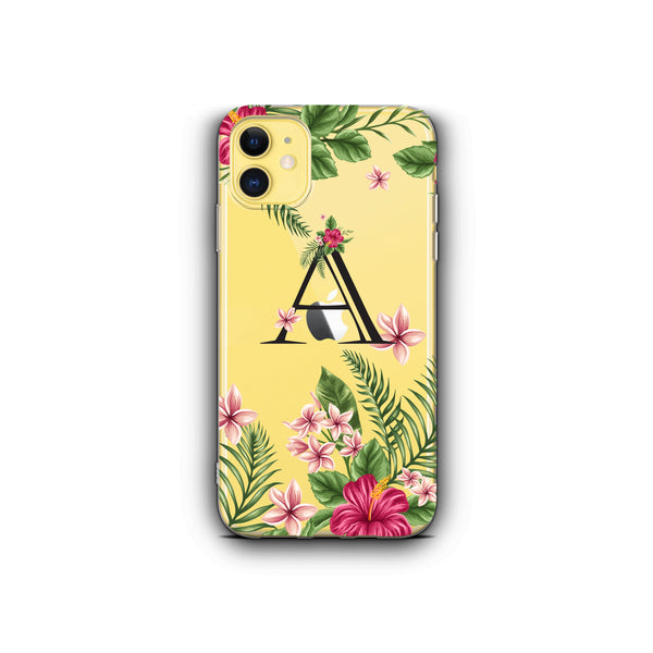 iPhone Case Clear Rubber Samsung Galaxy - Personalized Initial Tropical Case
