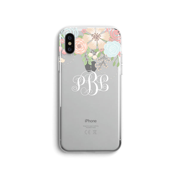 iPhone Case Clear Rubber Samsung Galaxy - Monogram Floral Case