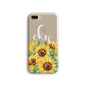 iPhone Case Clear Rubber Samsung Galaxy - Initial Sunflower Case