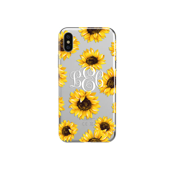 iPhone Case Clear Rubber Samsung Galaxy - Monogram Sunflower Case