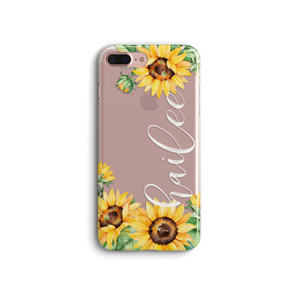 iPhone Case Clear Rubber Samsung Galaxy - Personalized Sunflower Case